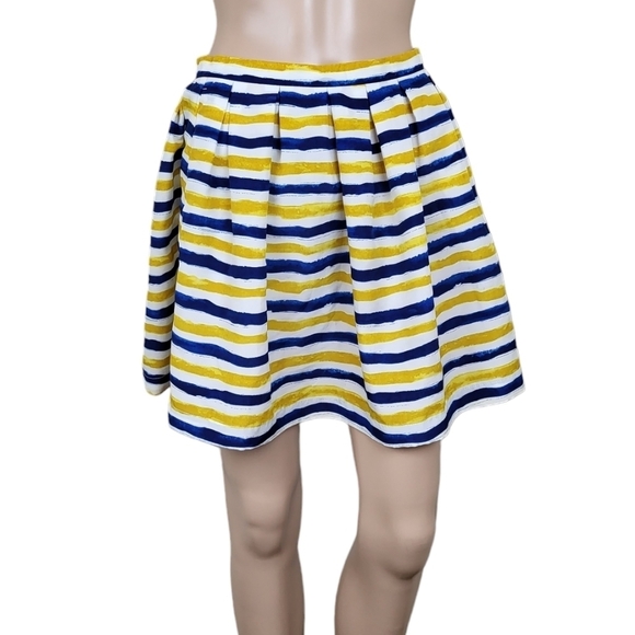 Jack Yellow Watercolor Blue Striped MiniSkirt - Picture 1 of 4
